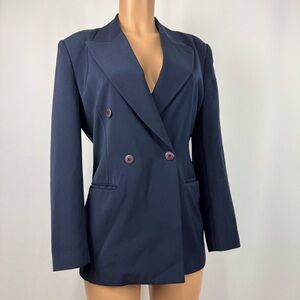 Votre Nom… Paris Women’s Classic Blazer Jacket Top Sz 2 Navy Double Breasted EUC